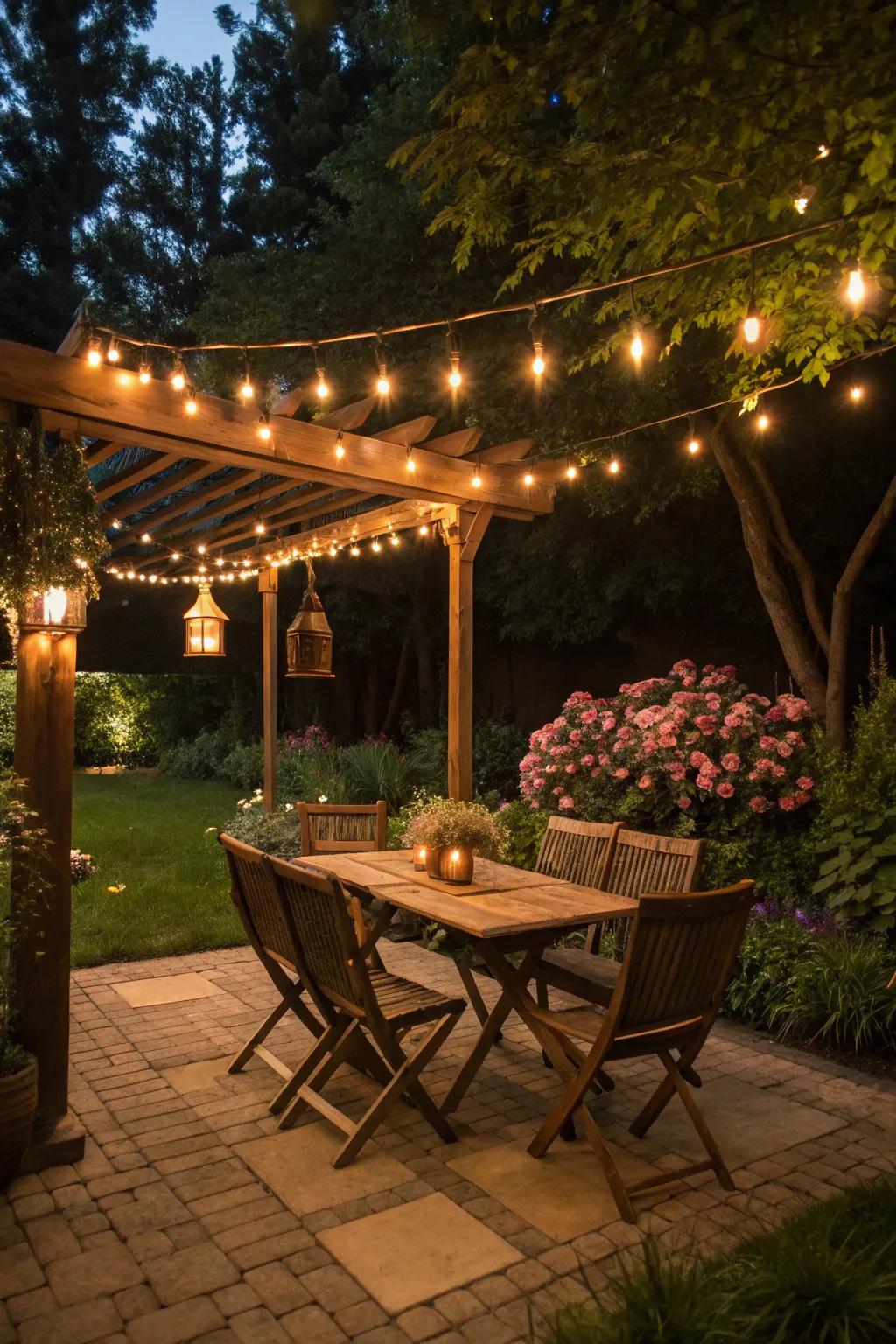 Countryside illumination transforms outdoor areas into cozy retreats.