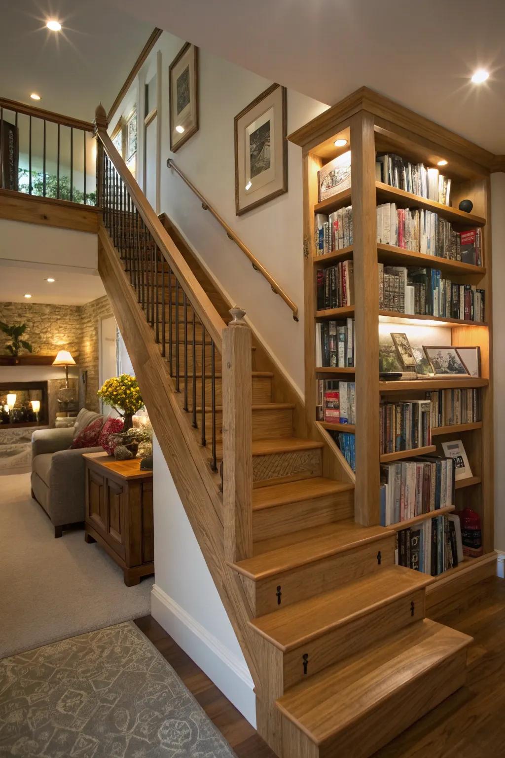 A stepwell library smartly utilizes otherwise wasted space.