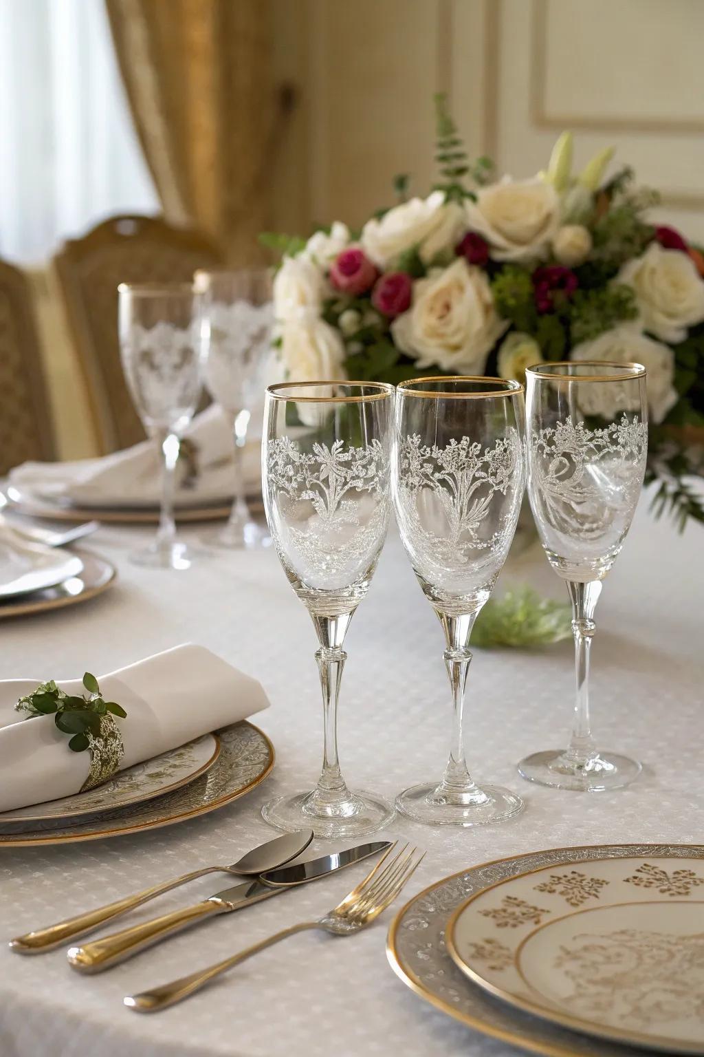 Inscribed glassware introduces elegance to any gathering.