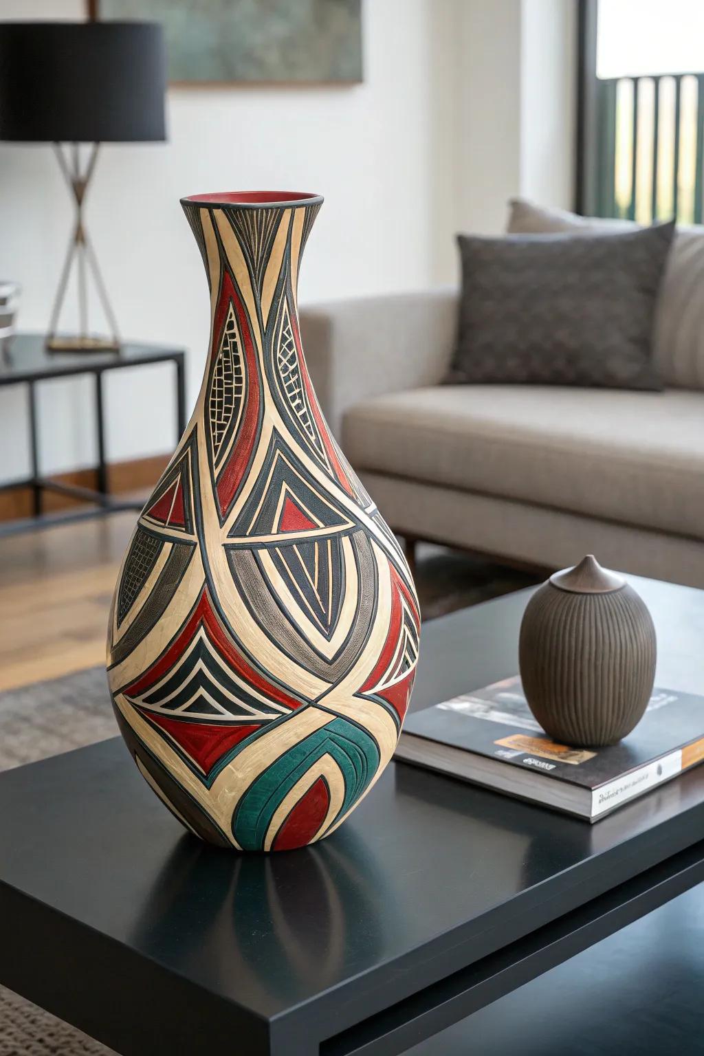 Abstract artworks introduce a modern touch to your design.