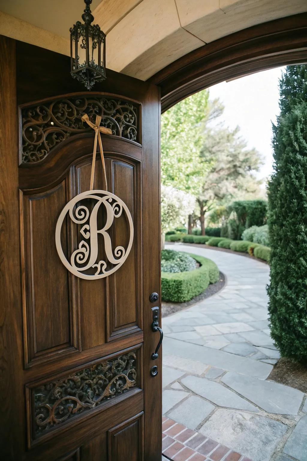 A chic signature motif that personalizes your entry.