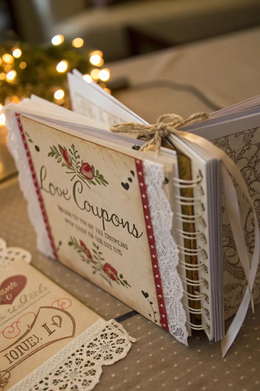 A creative affection voucher booklet, brimming with endearing acts.