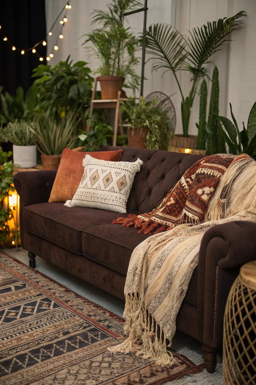 Bohemian style flourishes on layers and natural components.