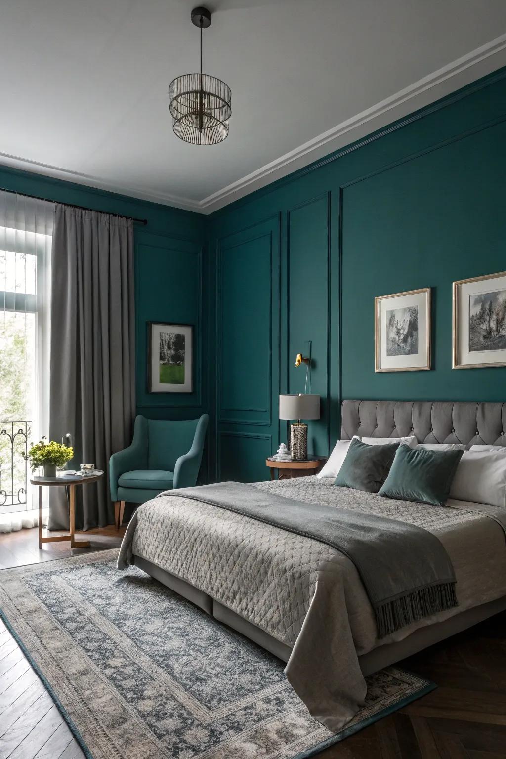 Teal and slate render a cultured, calming array.