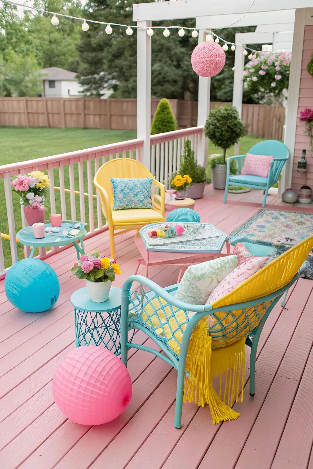 Pastel hues offer a playful twist to traditional deck designs.