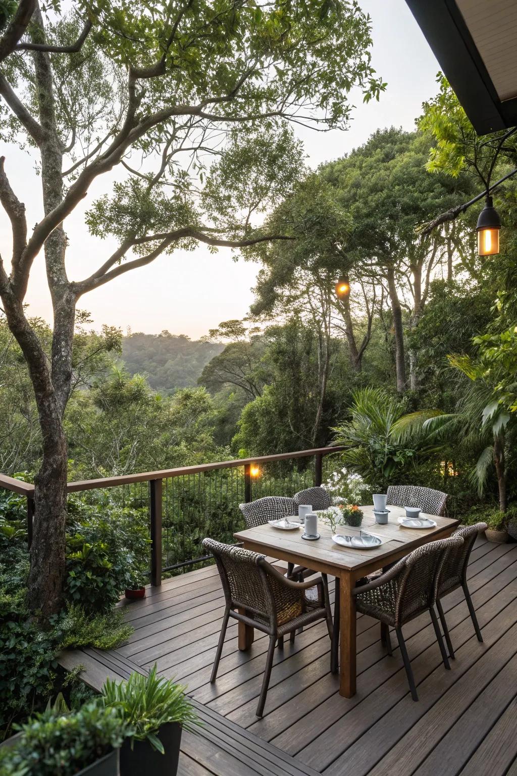 A repast alcove renders outdoor meals a special juncture.