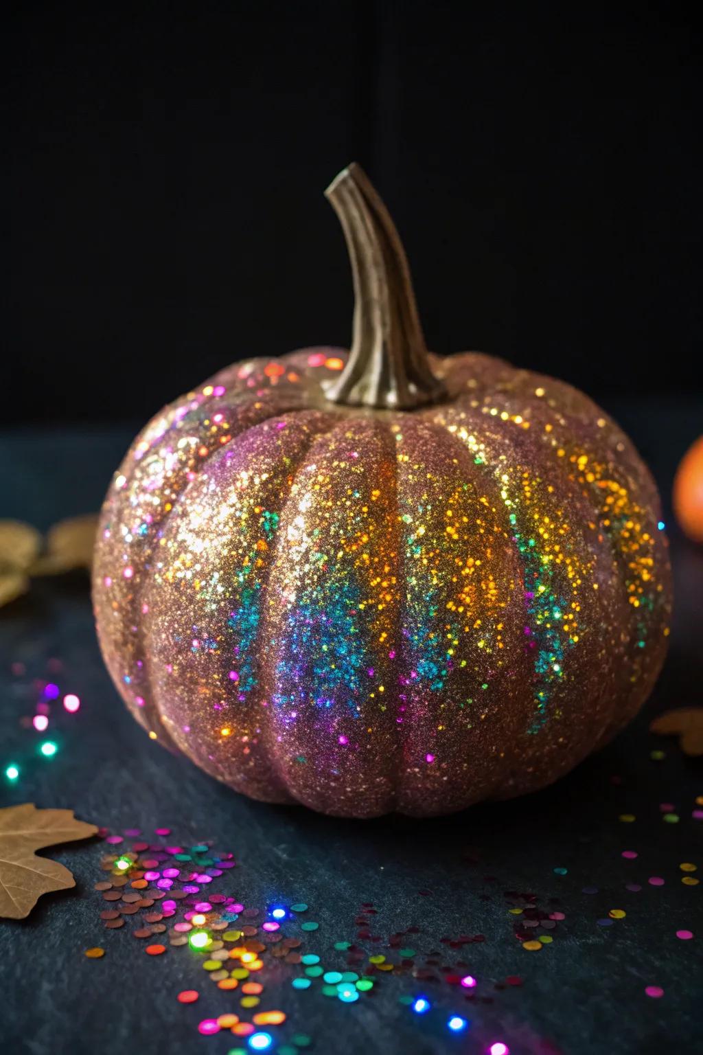 Incorporate some sparkle into your ambiance with a glimmering disco pumpkin.
