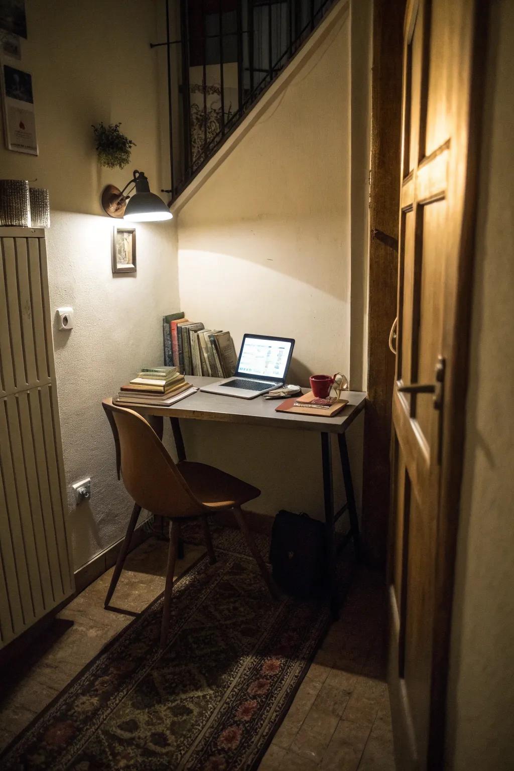 Narrow desks: Make the most of tight areas.