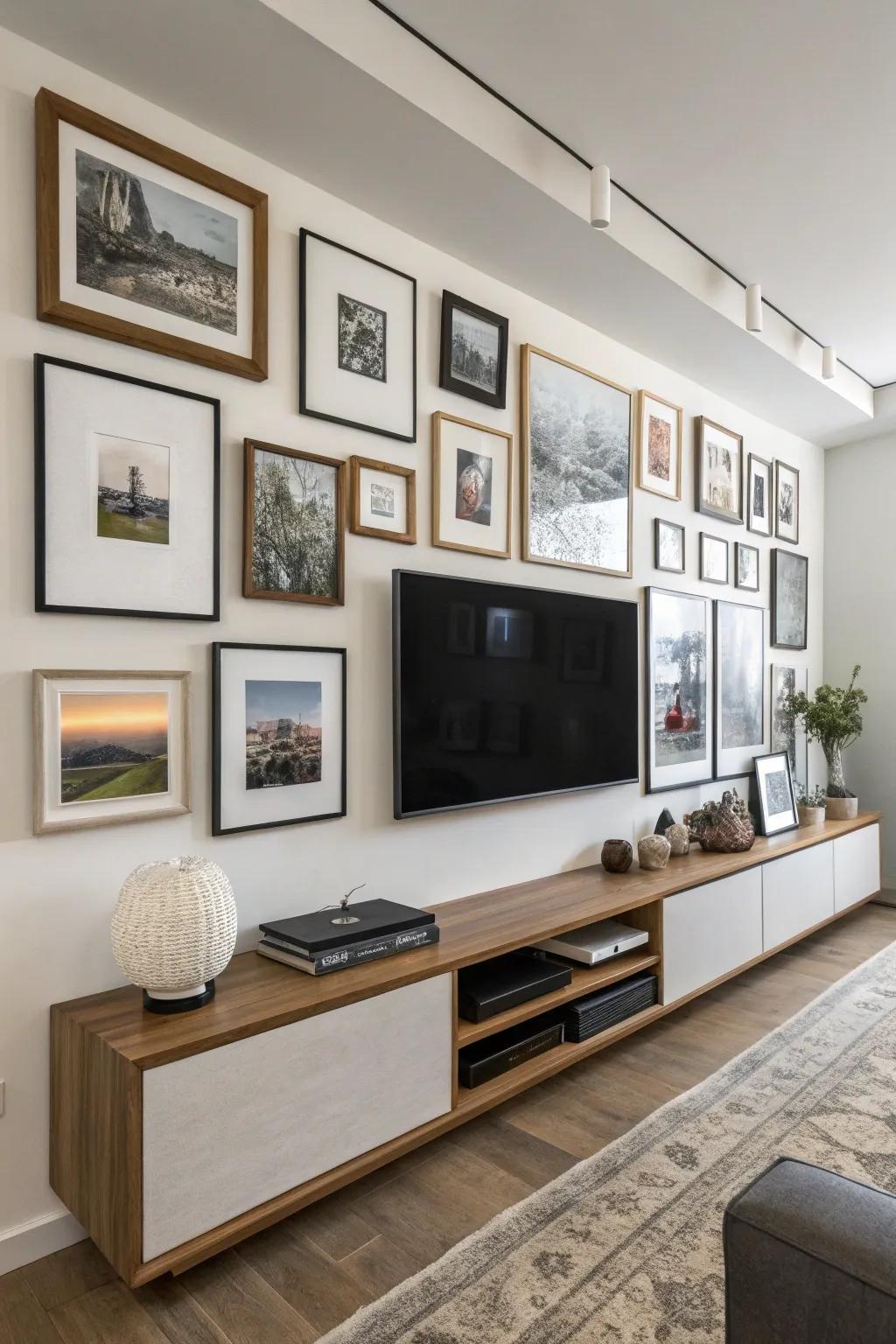 A stylish blend of framed and unframed displays.