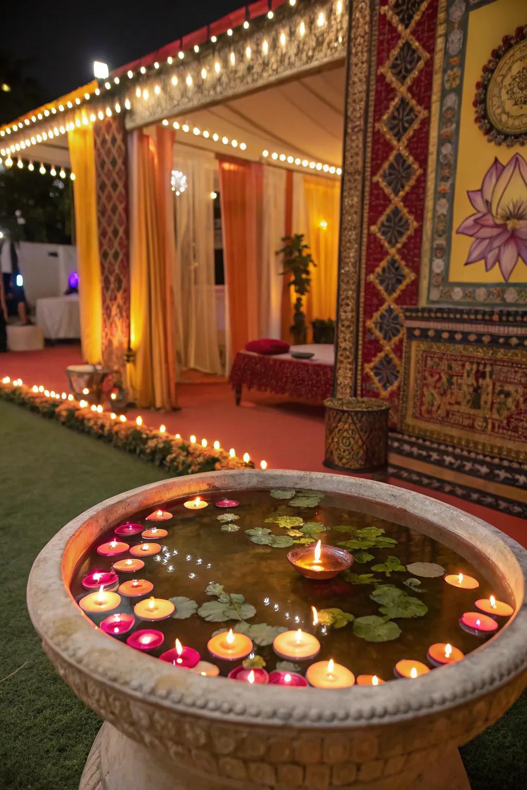 Floating flares fashioning a tranquil atmosphere in the booth.