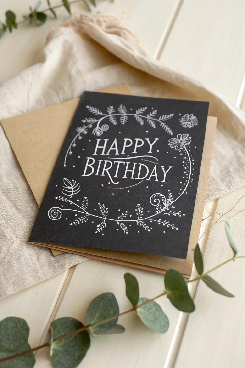 Chalkboard Allure: A hint of vintage elegance for your birthday wishes.