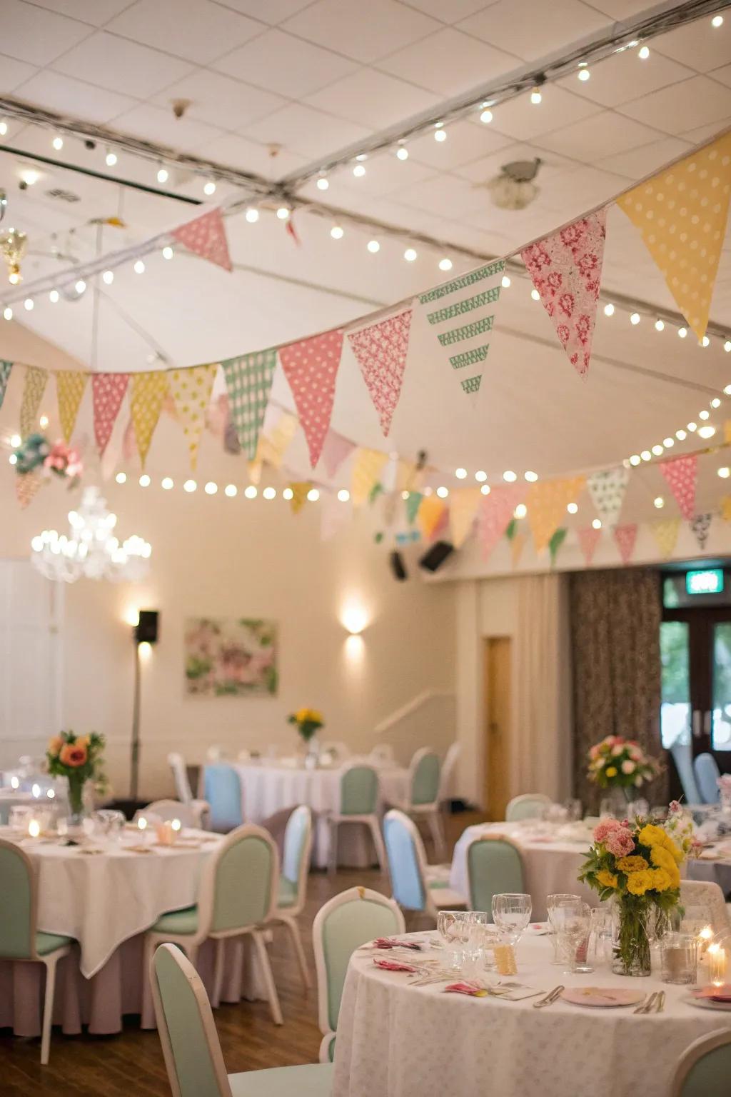 Whimsical pennants for a celebratory atmosphere.