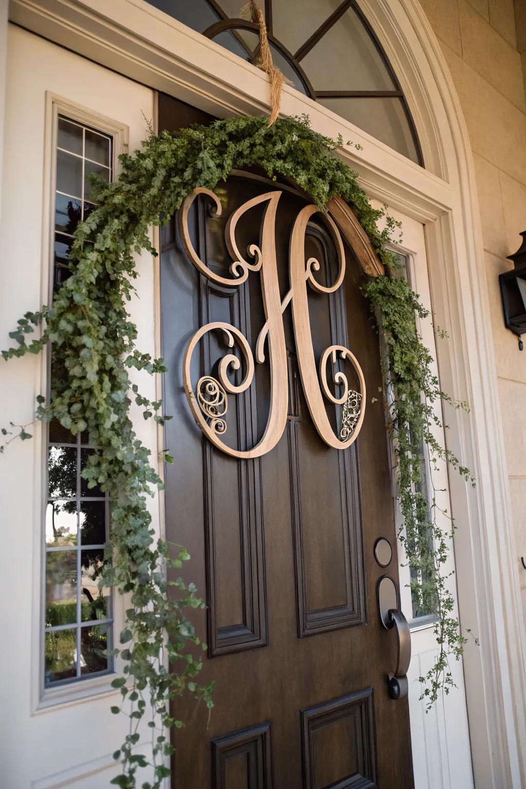 Individualize your entryway with an elegant monogram door adornment.