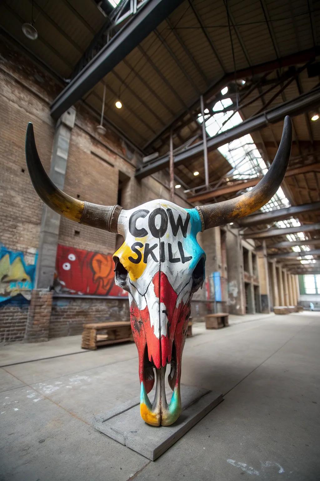 Street artwork infuses a metropolitan edge into traditional furnishings.