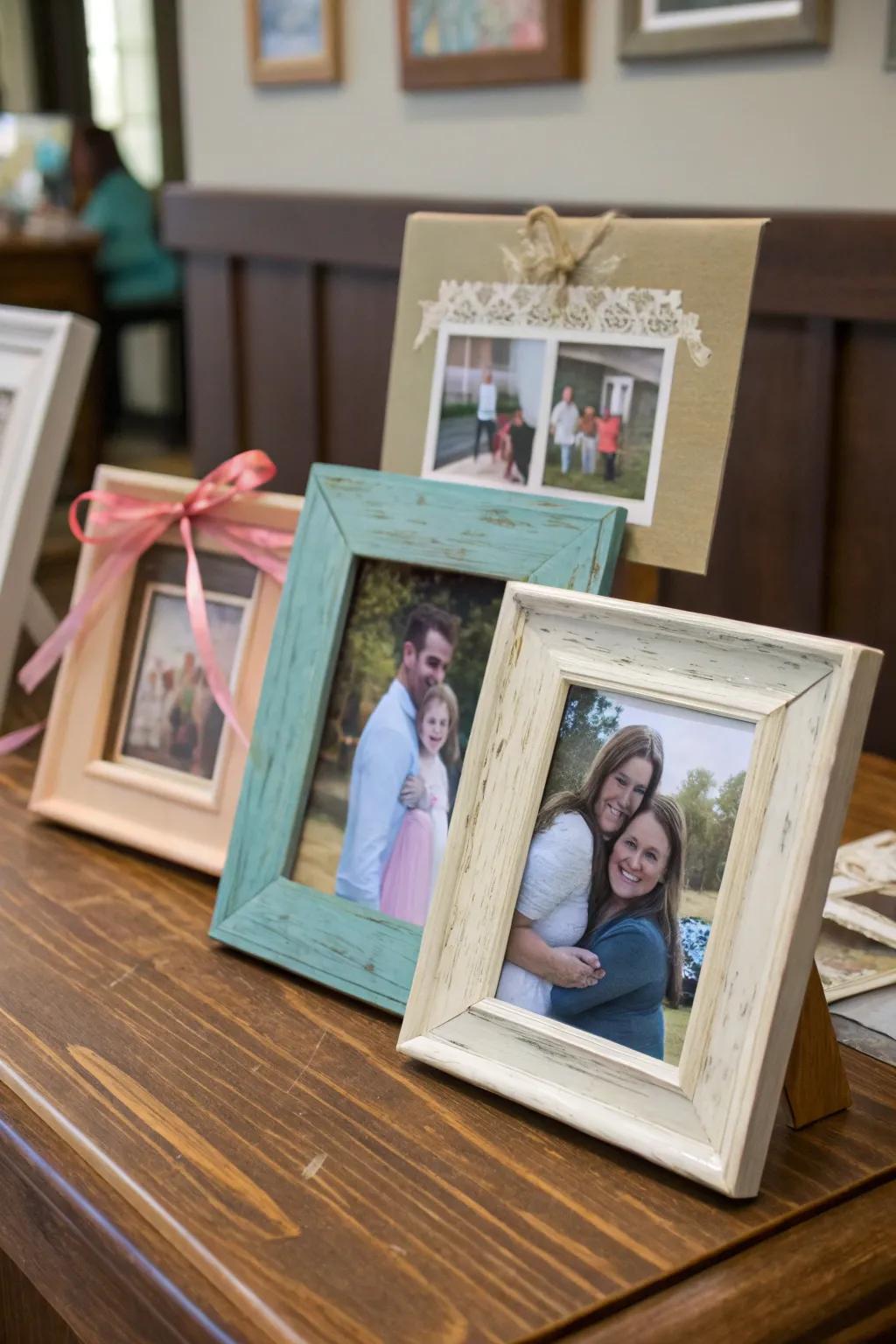 DIY crafted frames adding a personal touch to family photos