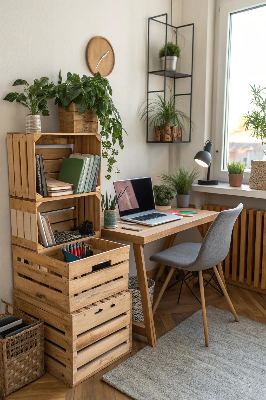 Boost productivity with a tidy box-organized office.