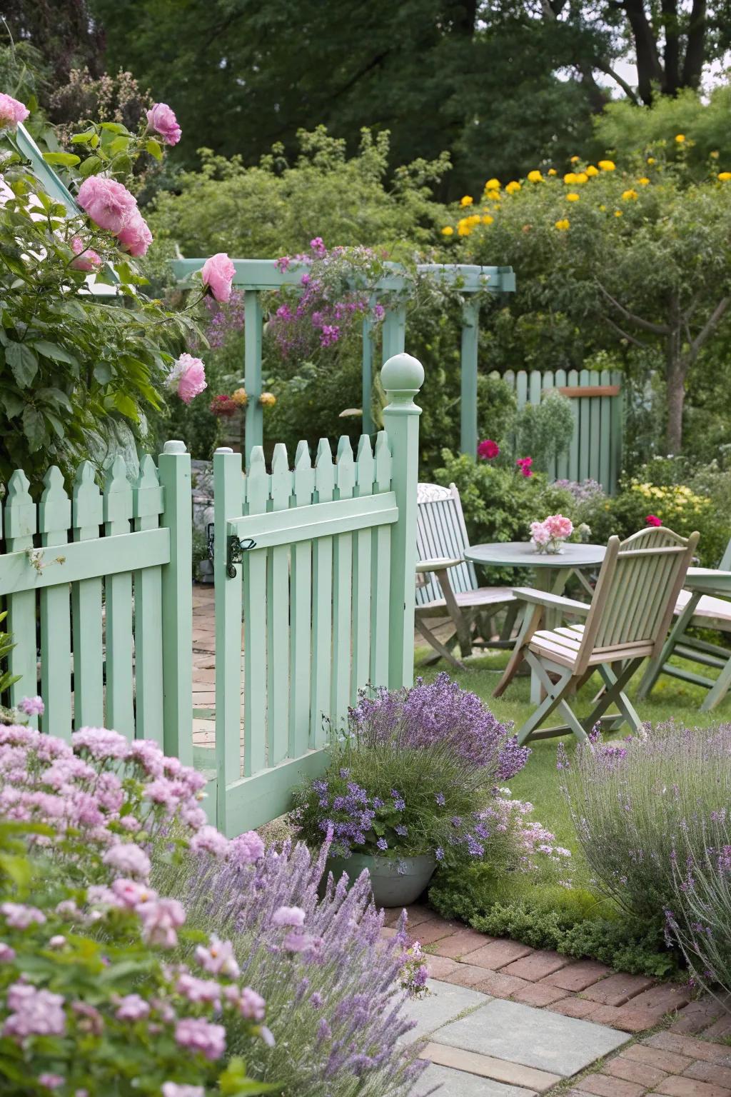 Aqua fences make a fresh and inviting atmosphere.