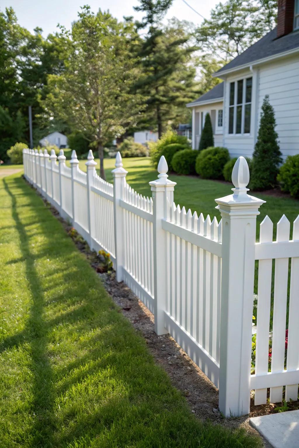 Picket fence toppers affix timeless appeal and warmth.