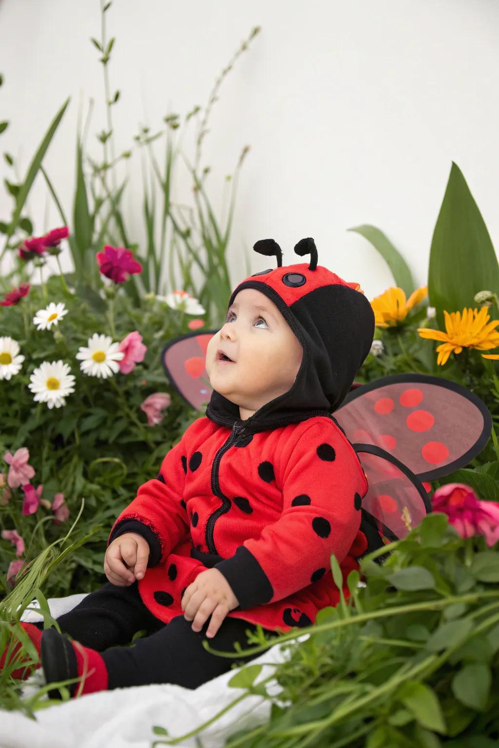 A charming ladybug getup for a nature-inspired Halloween.
