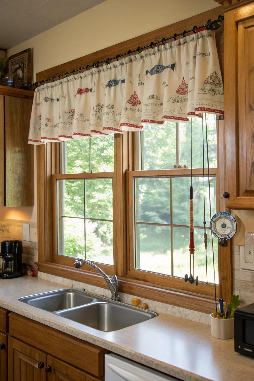 An angling tool covering introduces a subtle marine element to windows.