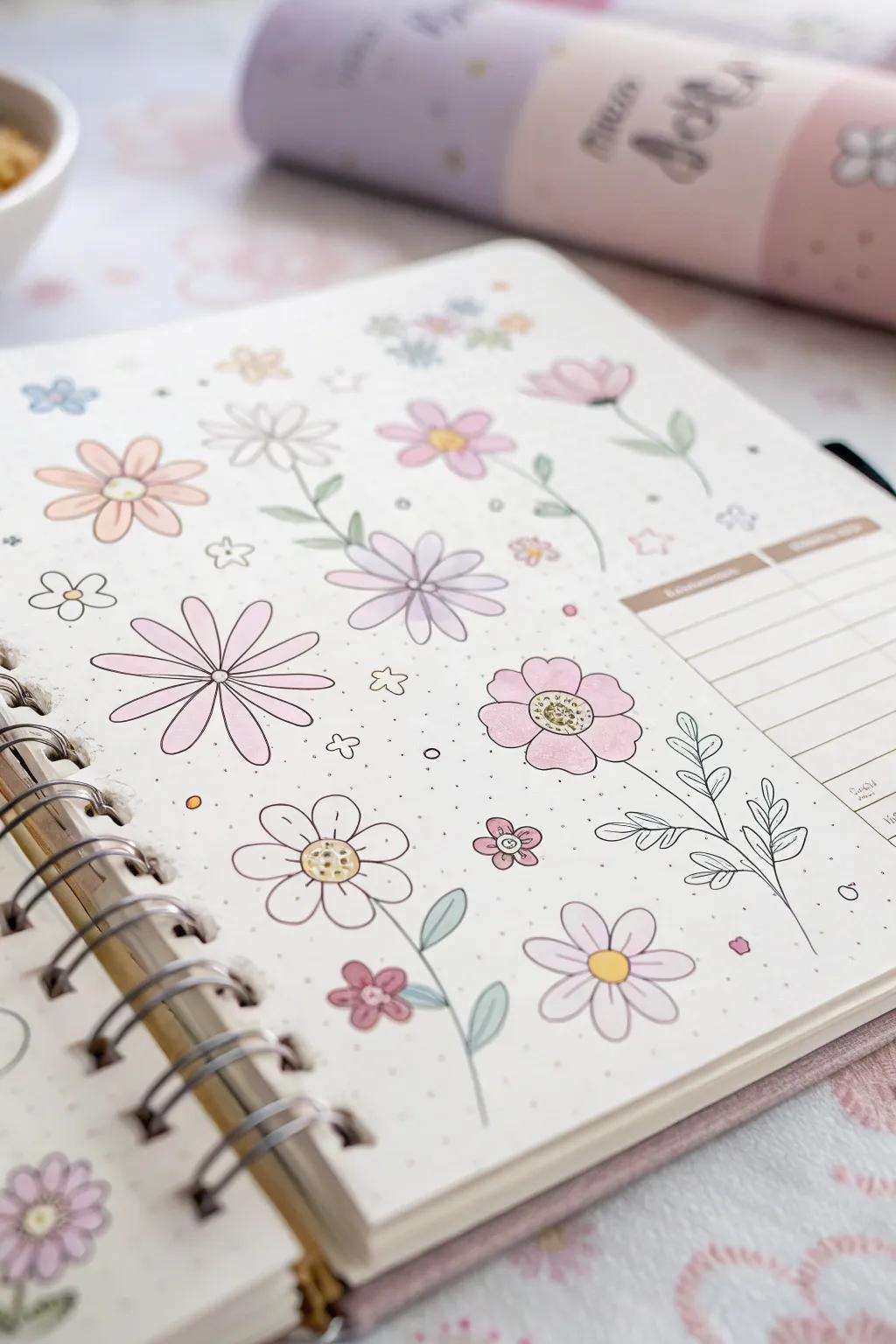 Floating florals add a dreamy, ethereal vibe to your planner.