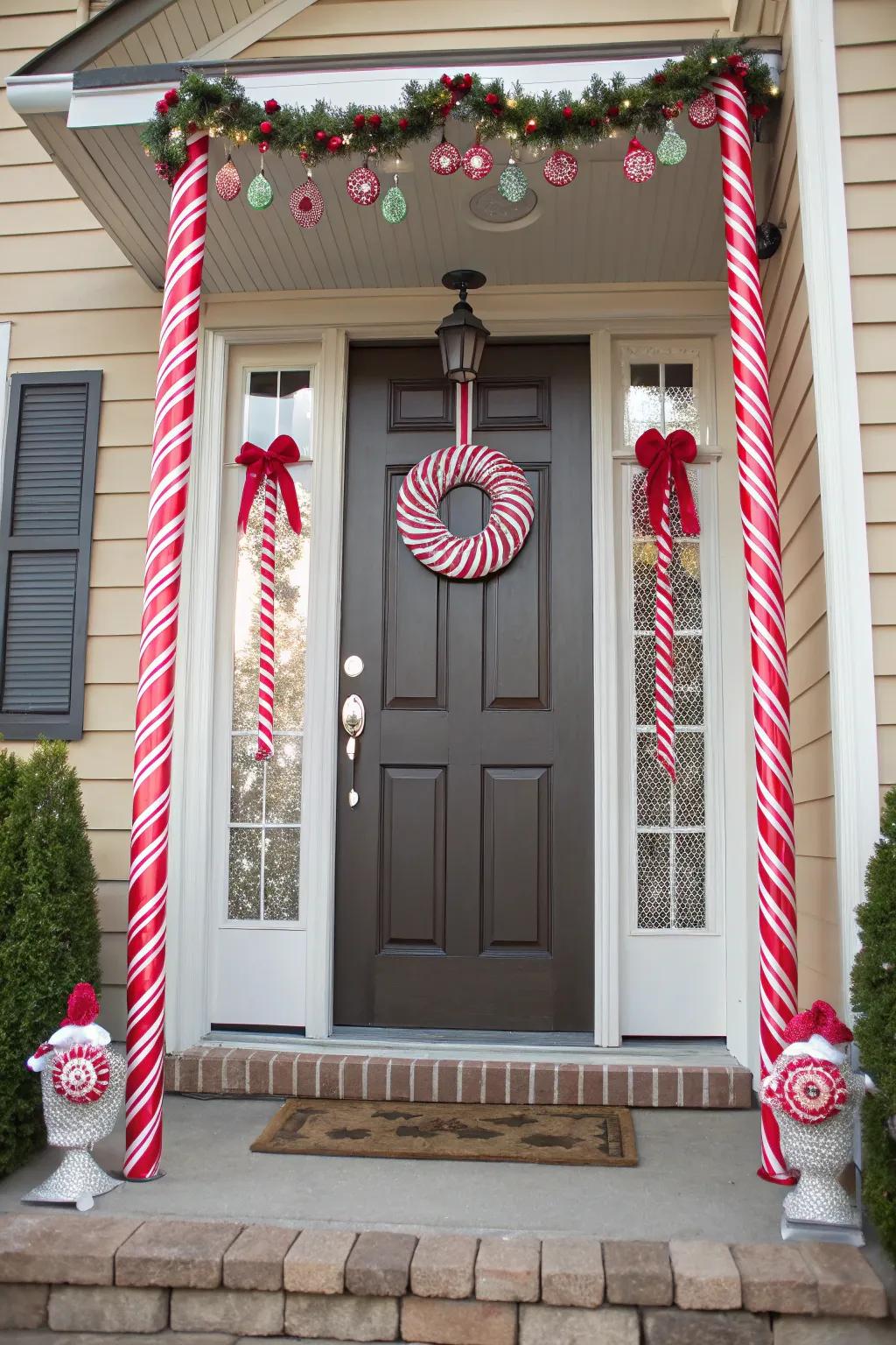 A sweet striped confection theme for holiday charm.