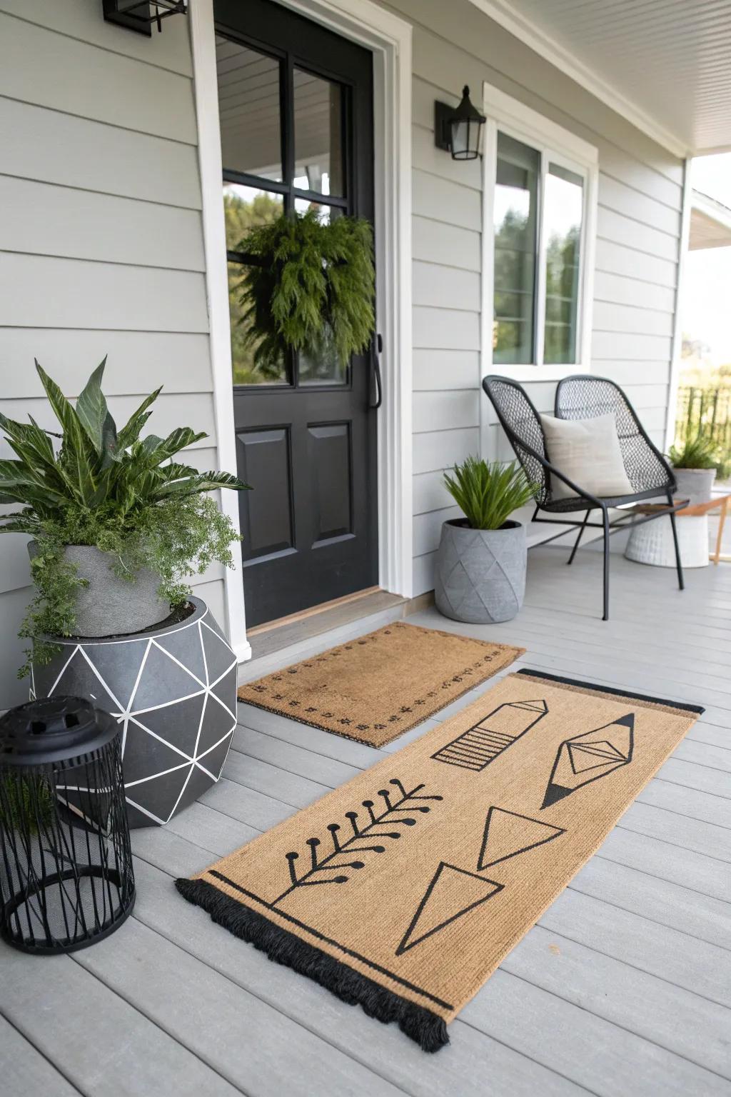 A minimalist doormat enhancing a modern style.