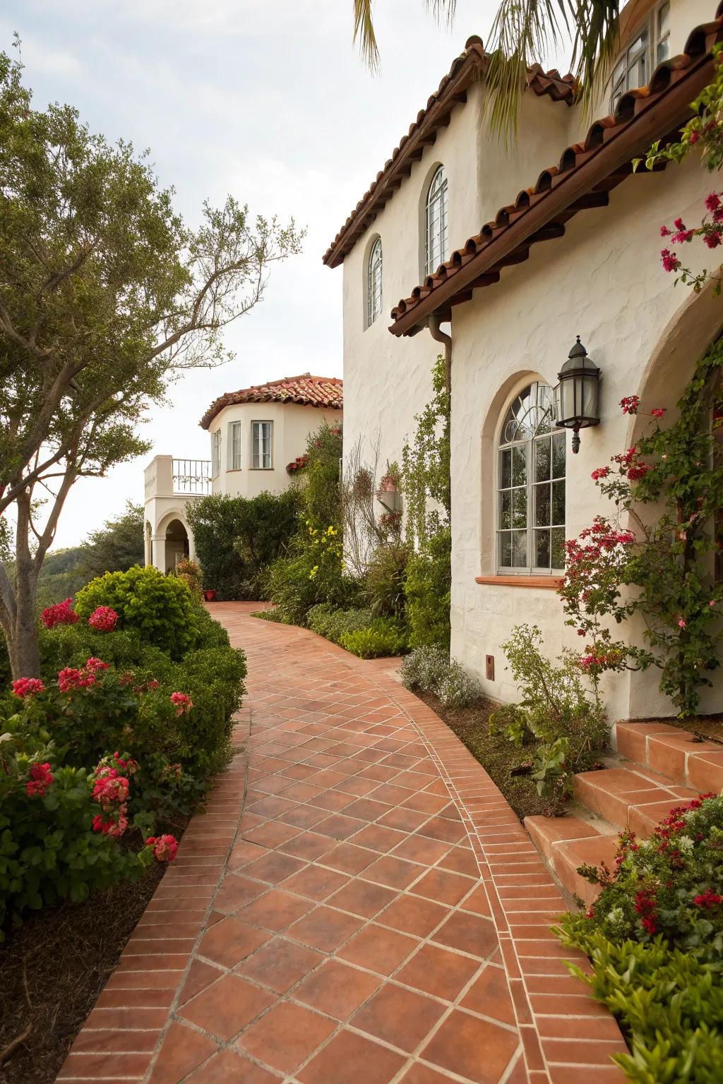 Earth rock pavers infuse your walkway with Mediterranean warmth.