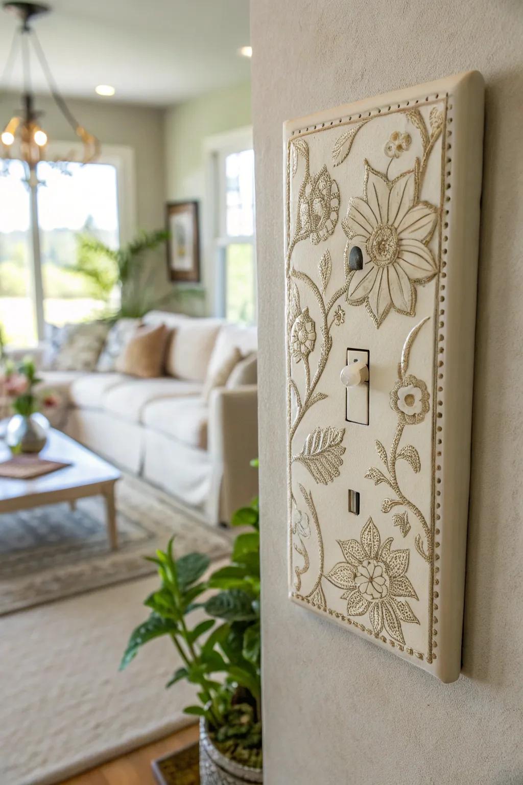 Flower designs on a switch panel for a touch of nature.