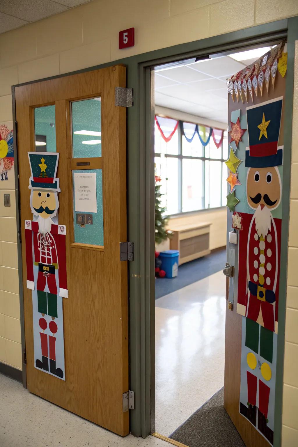 Nut soldier sentries incorporate tradition and allure to the doorway.