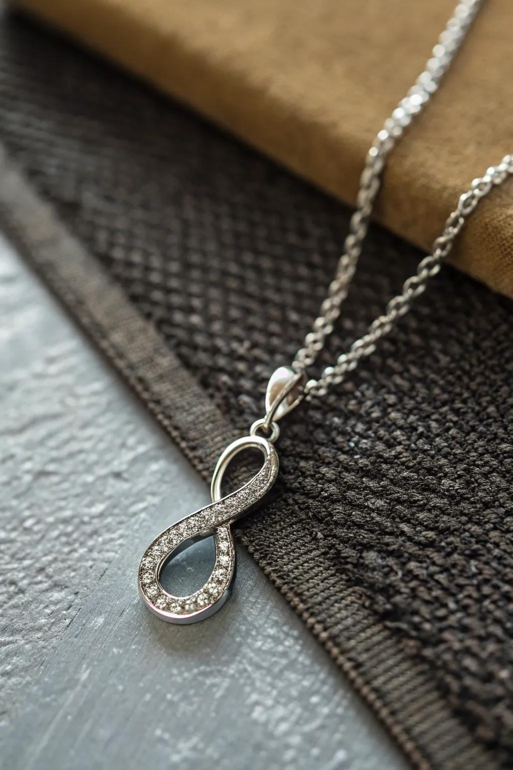 An eternity glyph necklace symbolizing unending affection.