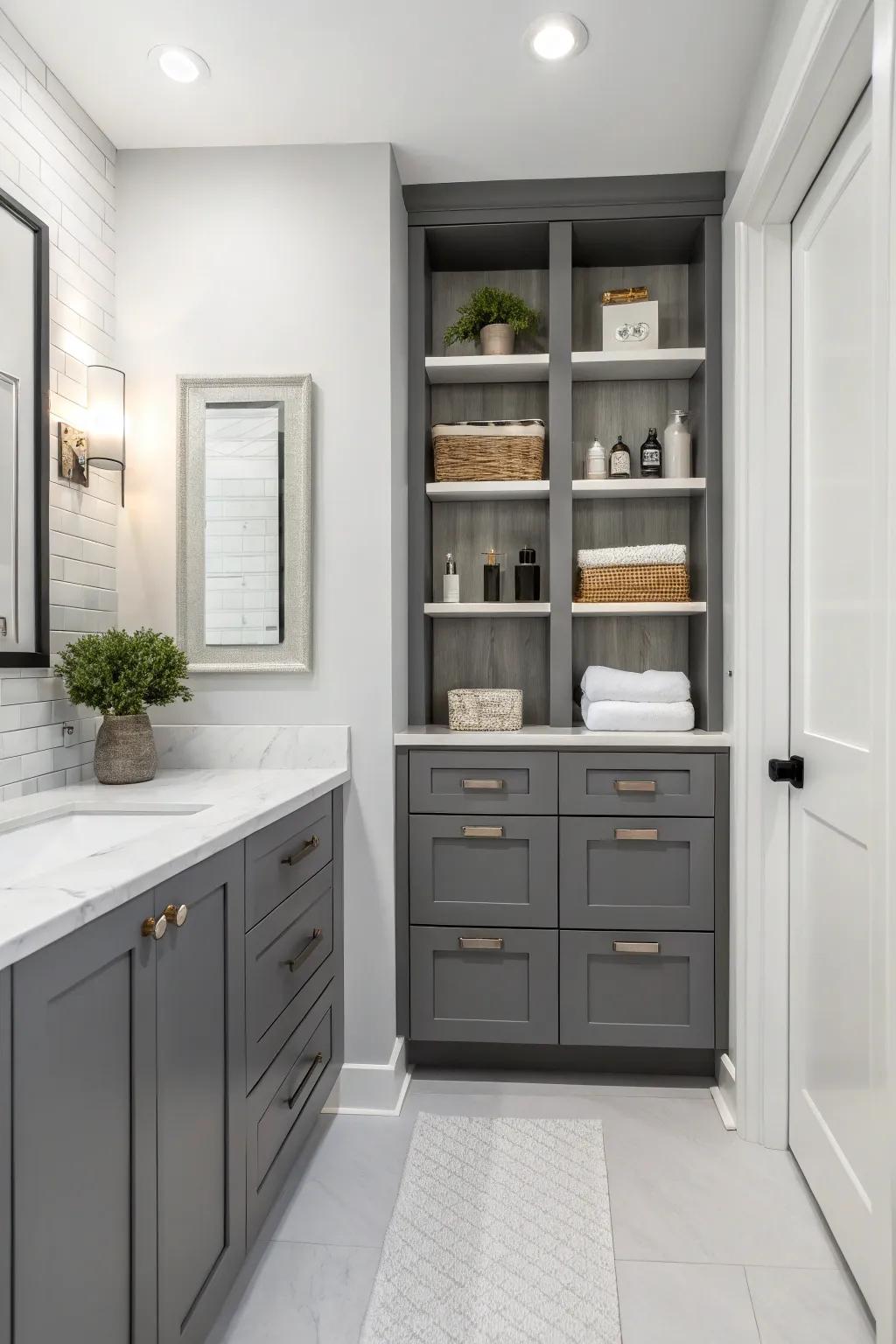 Innovative organizing maintains a clutter-free environment.