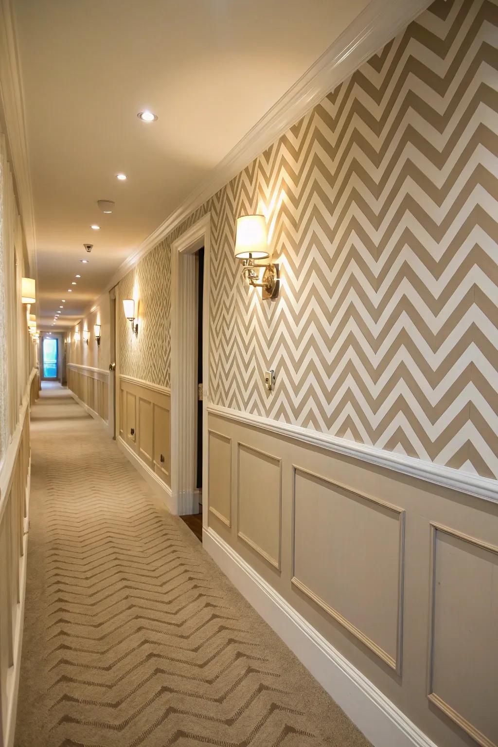 Direct the gaze using chevron motif paneling.