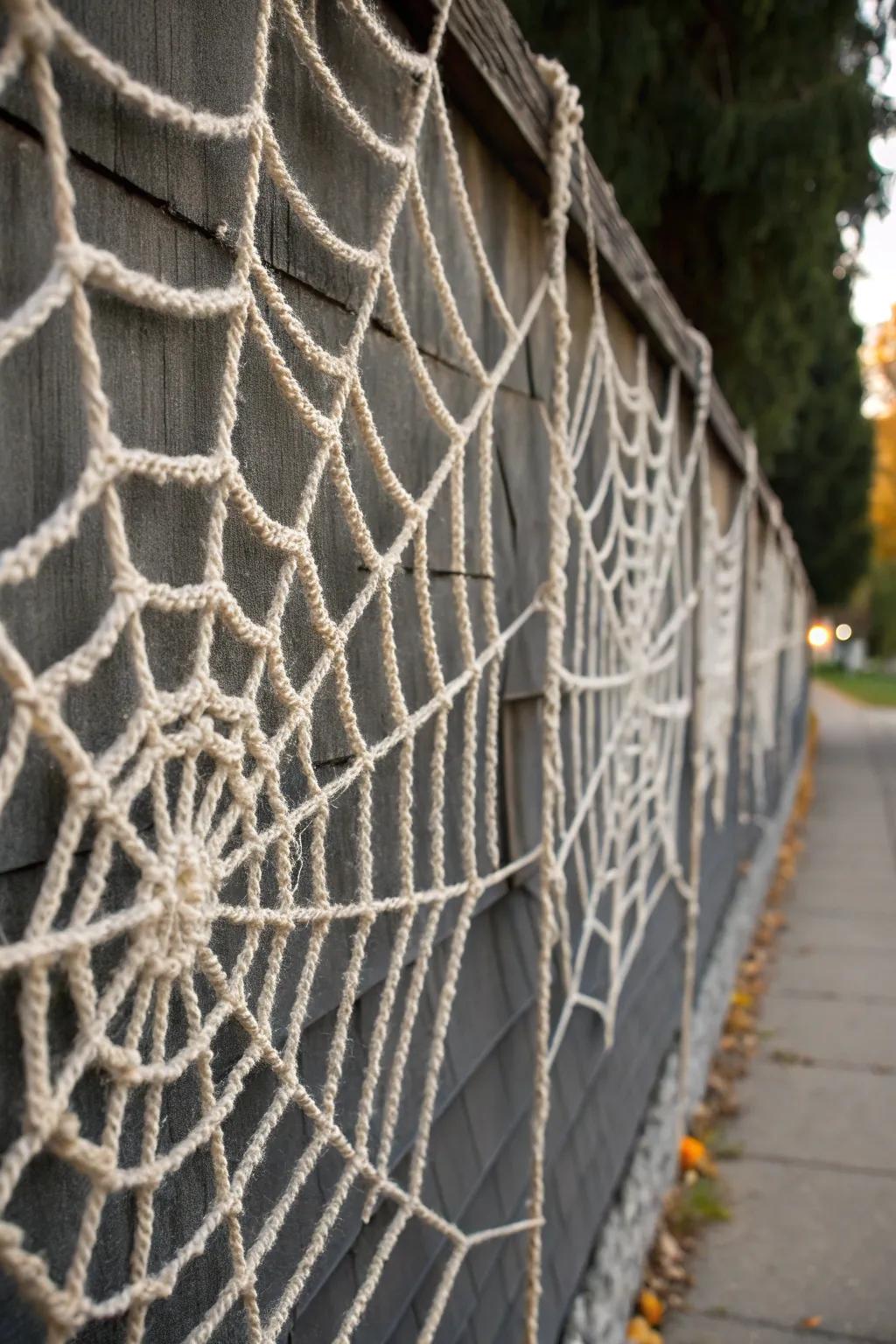 Add a creepy touch with a spider web wall.