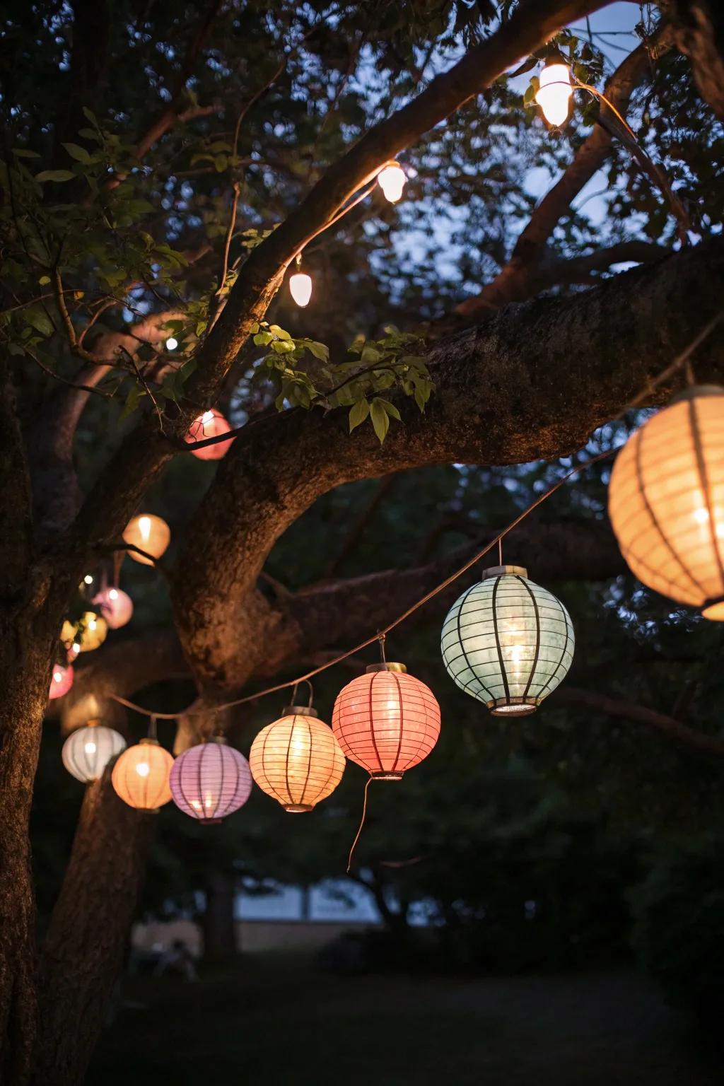 Lights craft an enchanting and mysterious ambiance.