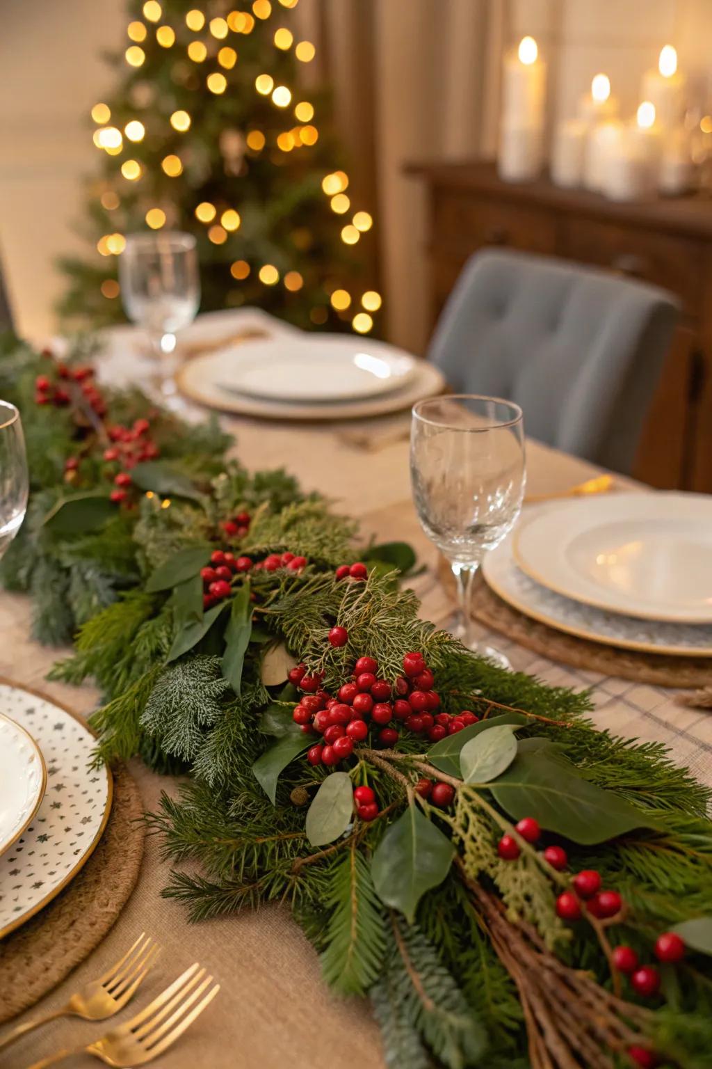 A celebratory garland enhances your surface arrangement with verdant opulence.