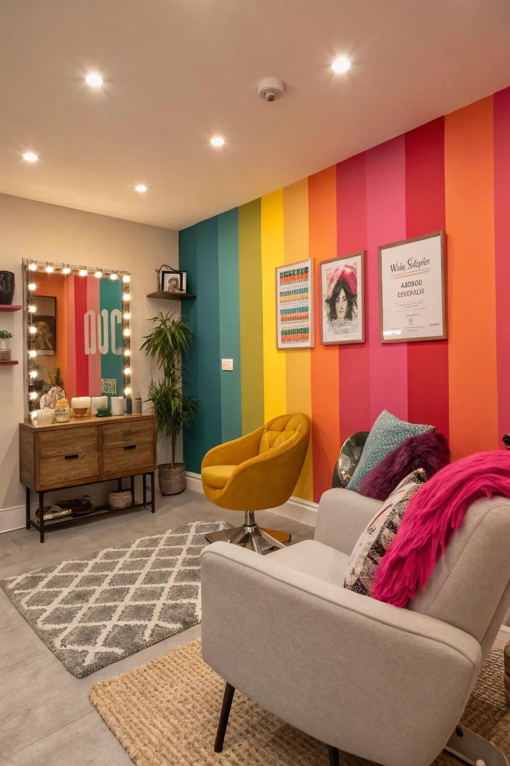 A carefully designed wall is a dramatic centerpiece for your salon.