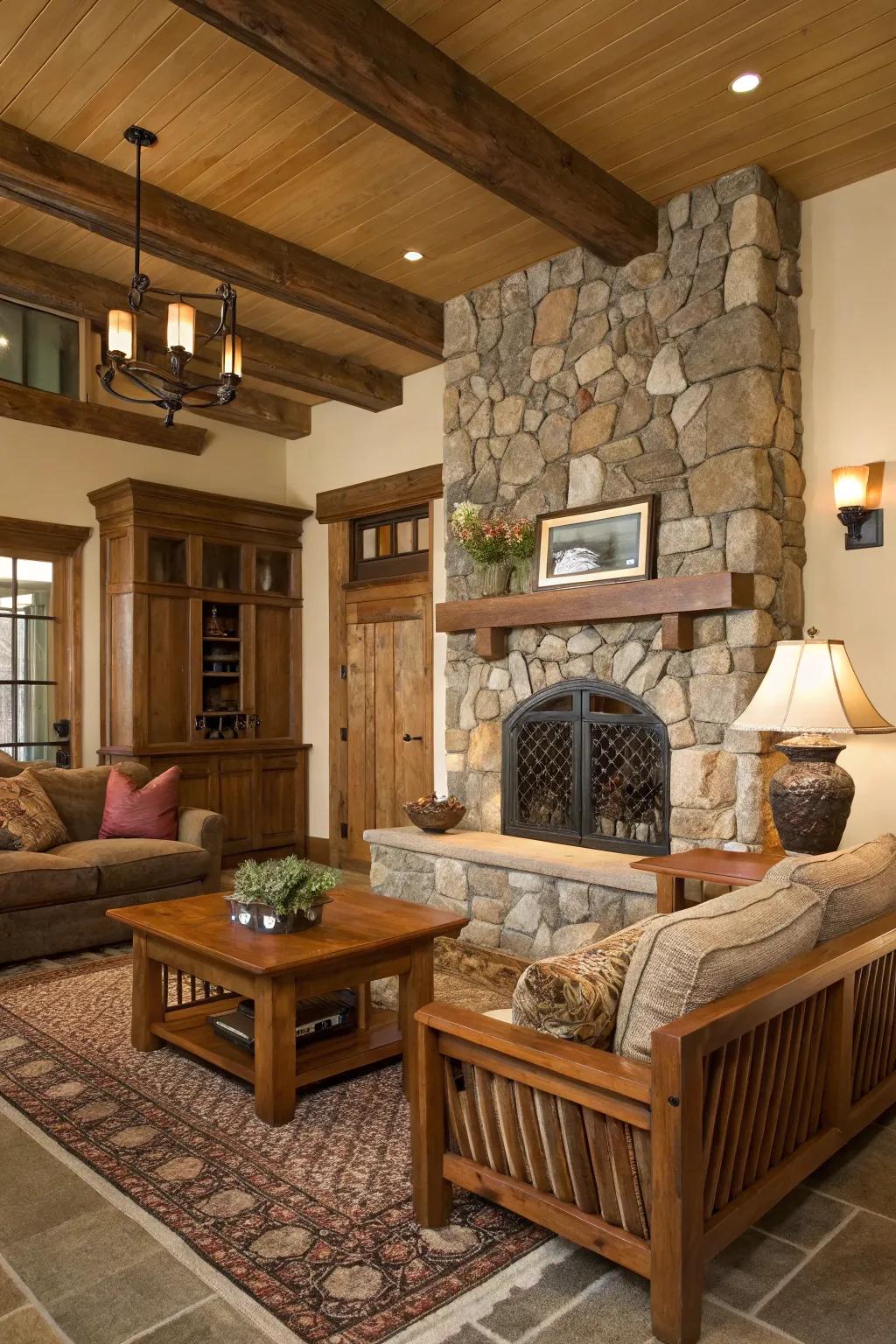 Organic elements like timber and stone infuse warmth into your home.