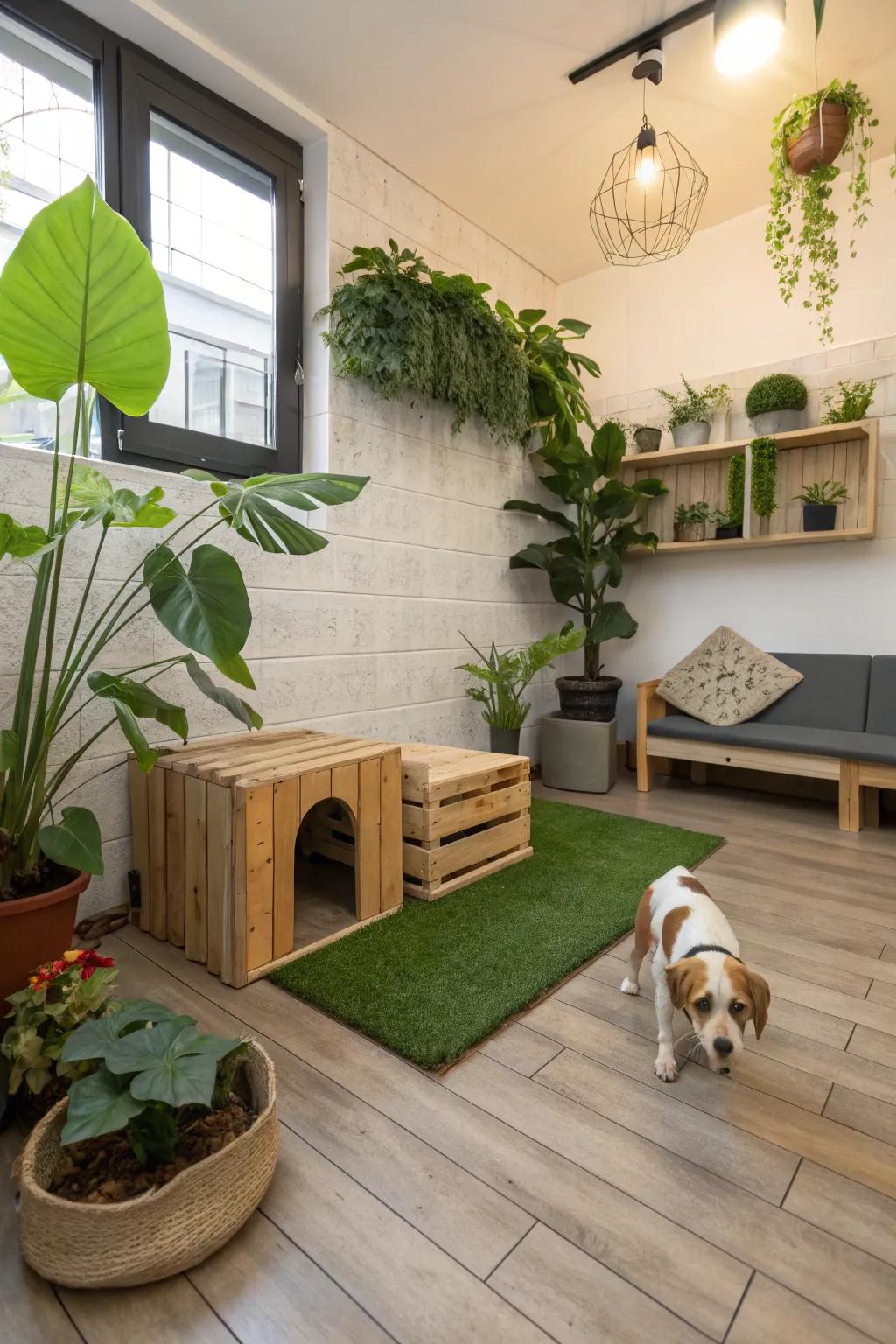 Earth-friendly parts for a sustainable dog space.