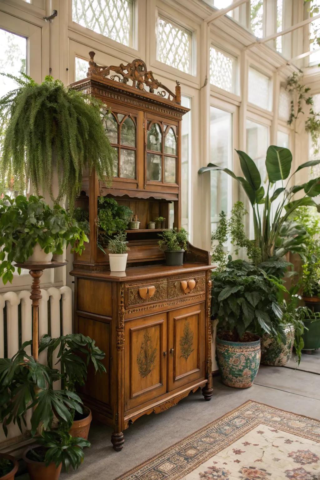Blend vintage charm with rich greenery.
