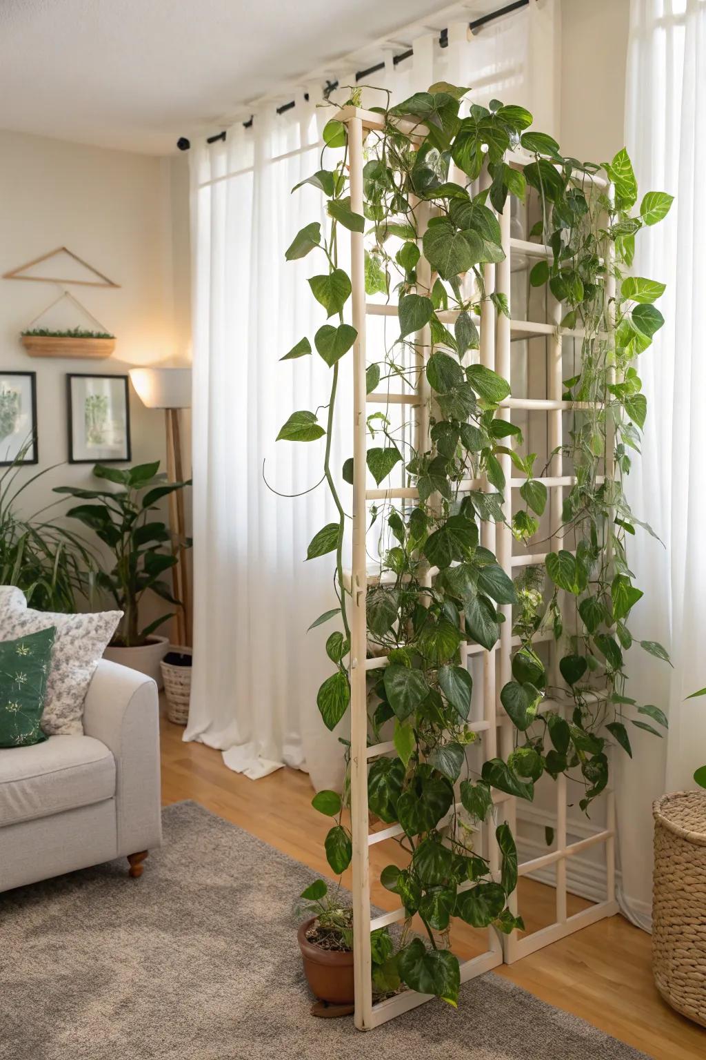 Fashion living dividers with emerald vines.