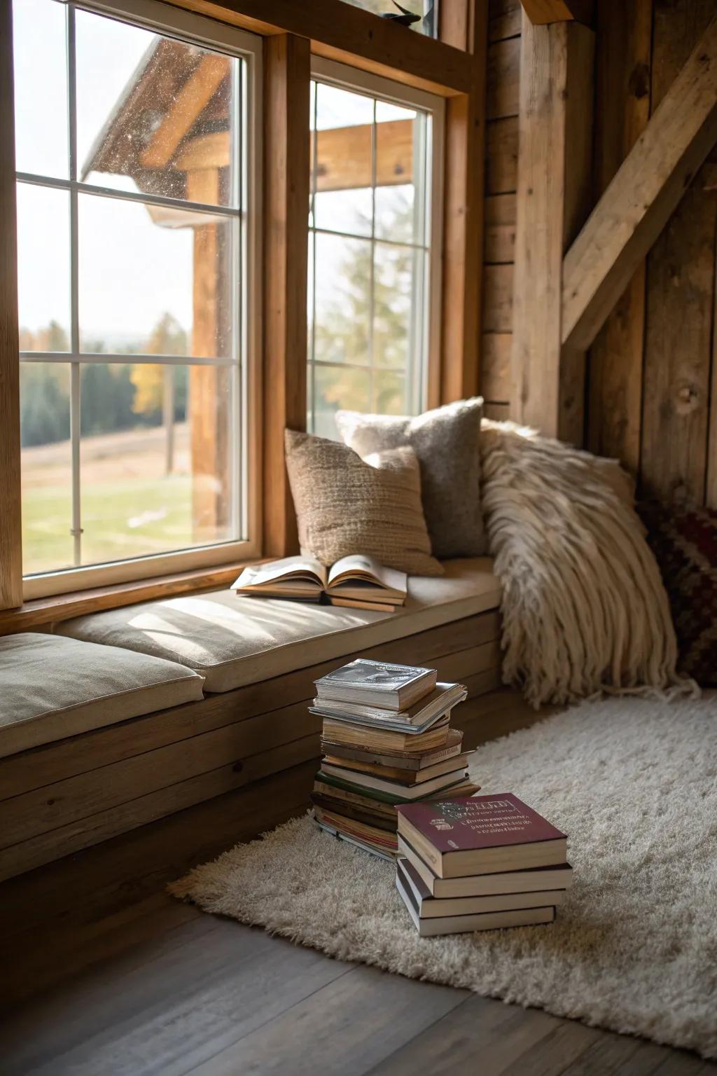 A reading nook's the perfect chill spot for kicks and thoughts.