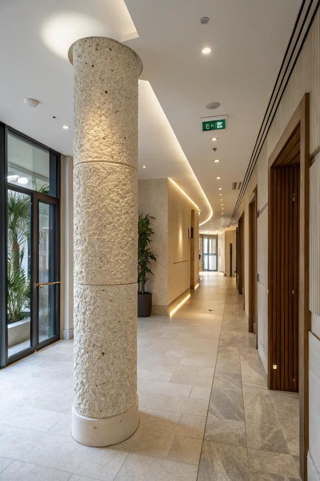 Tactile aspects add richness to columns.
