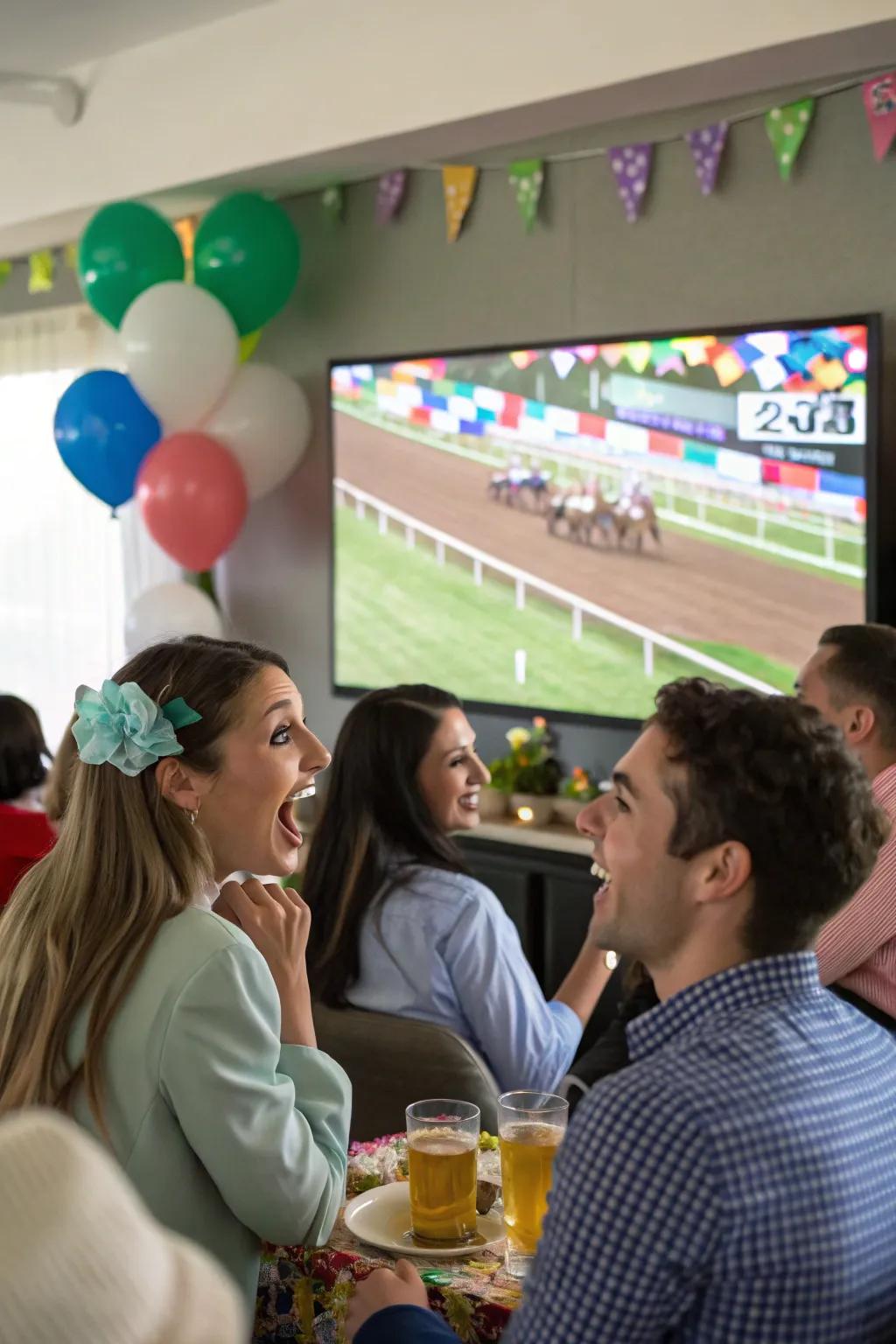 Guests gathered to watch the thrilling Run for the Roses race.