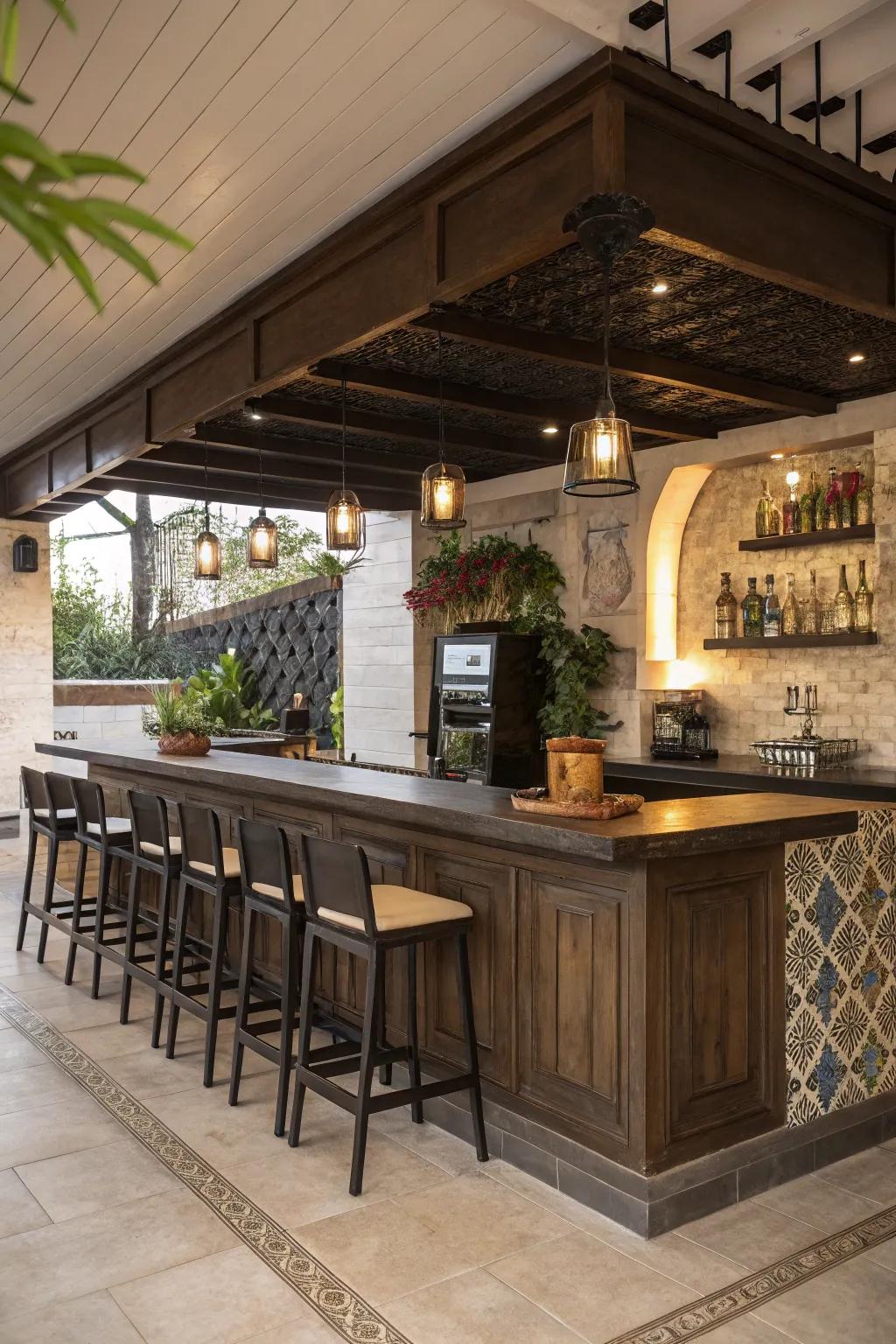 An extended plane contributes elegance and utility to your bar.