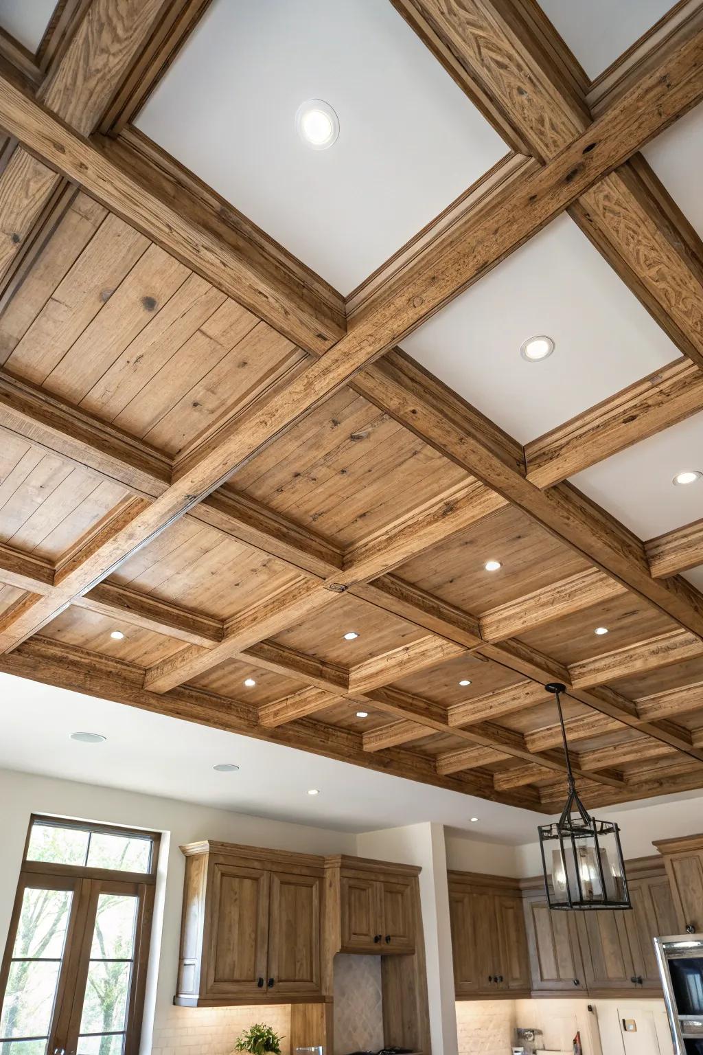 A grid pattern with beams adds structure and visual appeal.