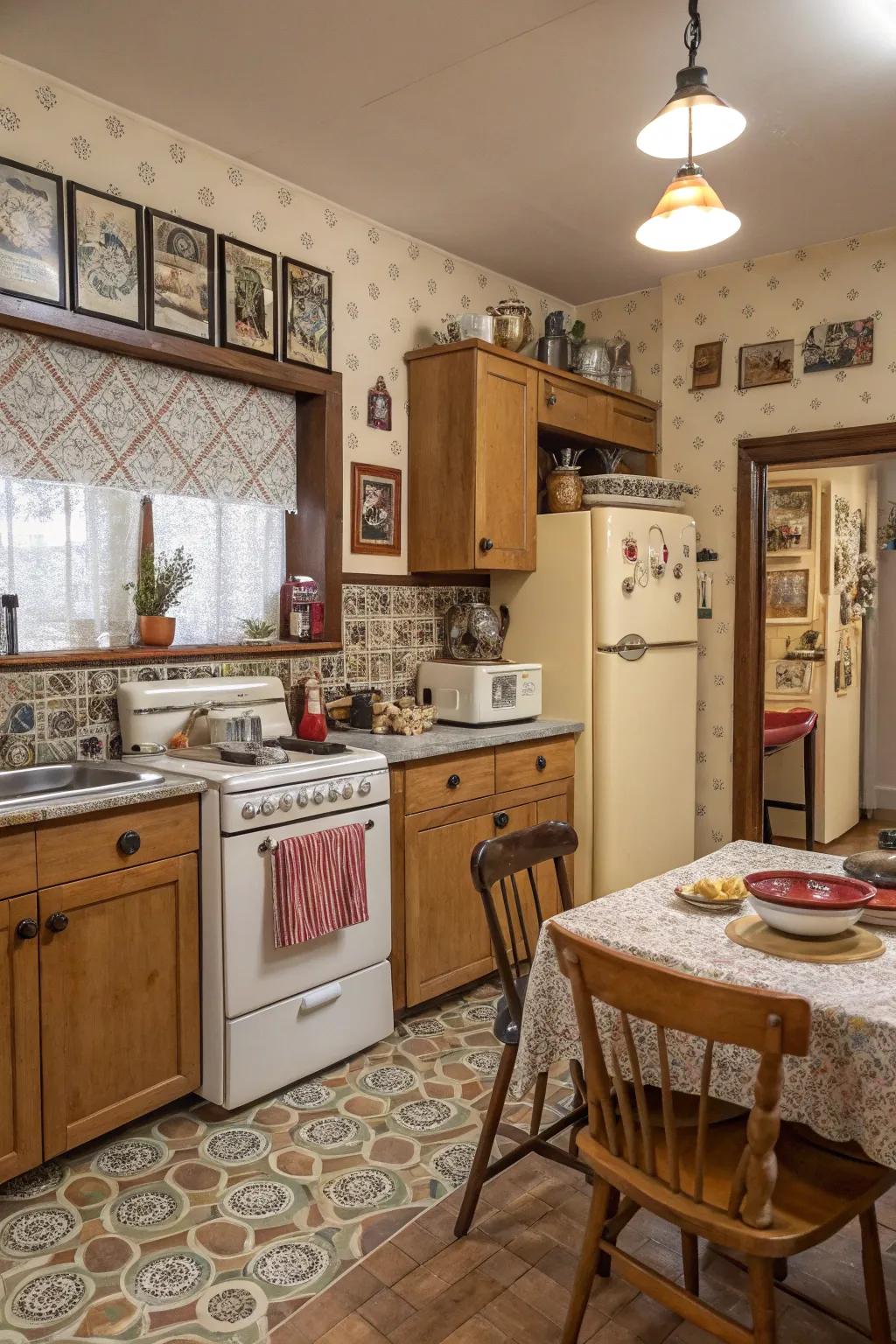 Classic prints add a nostalgic and charming touch to your kitchen.
