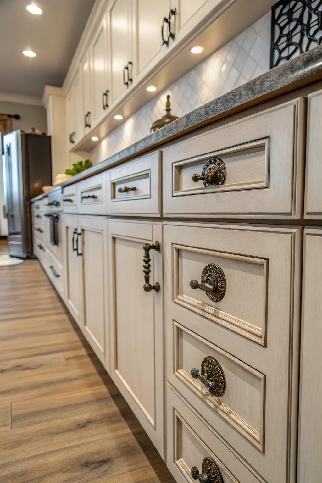Bespoke contours add a distinctive and personal touch to kitchen cabinets.
