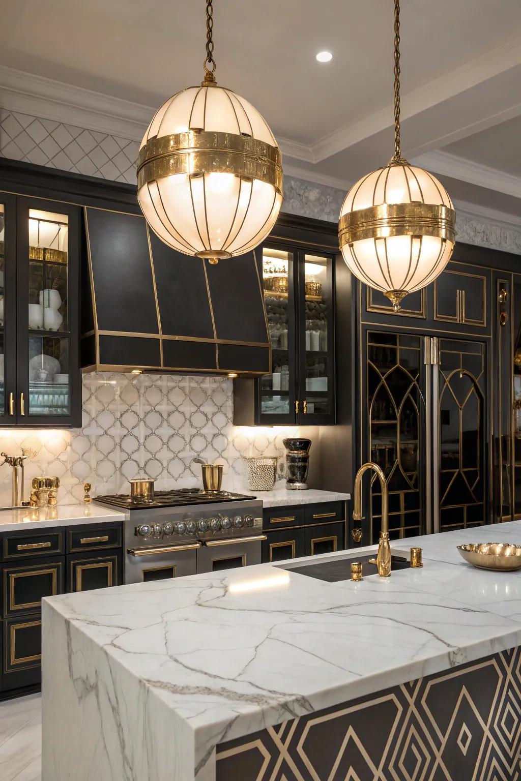 Art Deco pendants for dramatic flair.