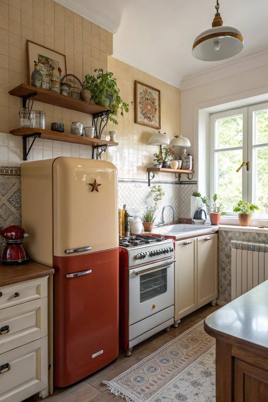 Throwback compositions add nostalgic charm to the cooking area.